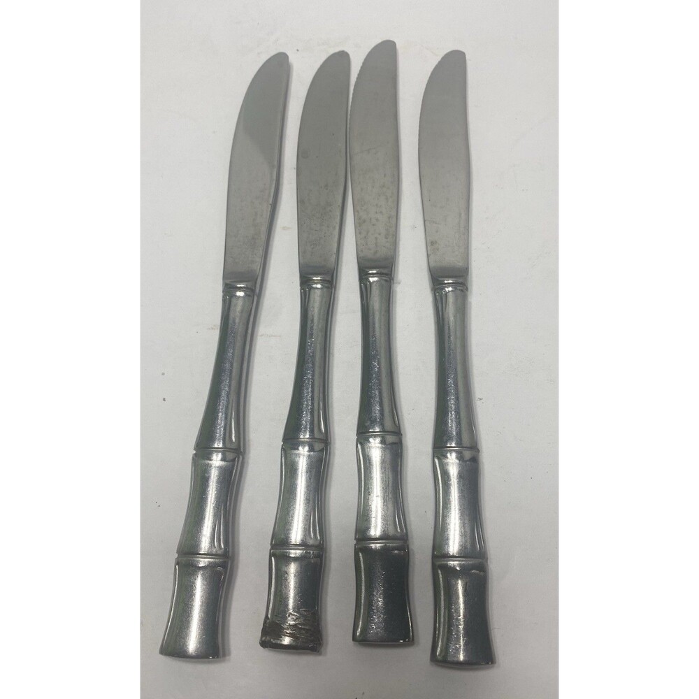 4 Vintage Supreme Cutlery CANE Bamboo Stainless Japan  8.5” Knife flat ware